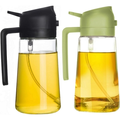 Picture of 2 in 1 Glass Oil Spray Bottle 470ml Large Capacity Oil Sprayer Sauce Olive Oil Dispenser for Cooking Salads BBQ Grilling Baking | 470 ml | Multicolor