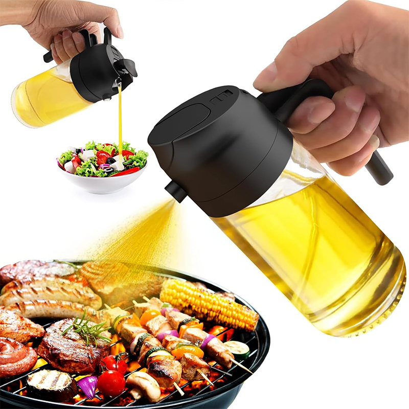 Picture of 2 in 1 Glass Oil Spray Bottle 470ml Large Capacity Oil Sprayer Sauce Olive Oil Dispenser for Cooking Salads BBQ Grilling Baking | 470 ml | Multicolor