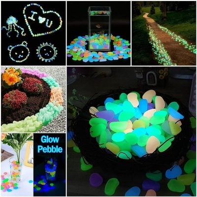 Picture of Luminous Pebbles Stones 100 pcs Glowing Cobblestones Colorful Gravel Pebbles Rocks Glow - 100 gm