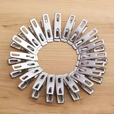 Picture of 20pcs Stainless Steel Clothespins, Binder Clips, Heavy Duty Clothes Pins, Metal Clip Set, Metal Clothes Clips - Silver