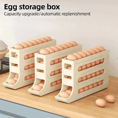 Picture of Egg Dispenser for Refrigerator, Egg Tray for Refrigerator, 4 Tiers Egg Holder for Fridge Holds 30 Eggs Simultaneously, Works in The Refrigerator, Kitchen, Cabinets, and Dining Table