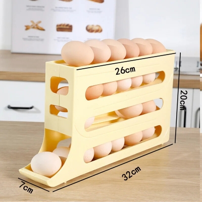 Picture of Egg Dispenser for Refrigerator, Egg Tray for Refrigerator, 4 Tiers Egg Holder for Fridge Holds 30 Eggs Simultaneously, Works in The Refrigerator, Kitchen, Cabinets, and Dining Table