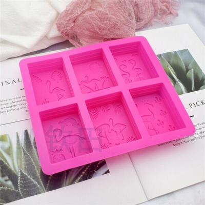 Picture of Qintian Flamingo silicone mold diy handmade soap soft silicone mold baking cake plaster epoxy mold - Multicolor