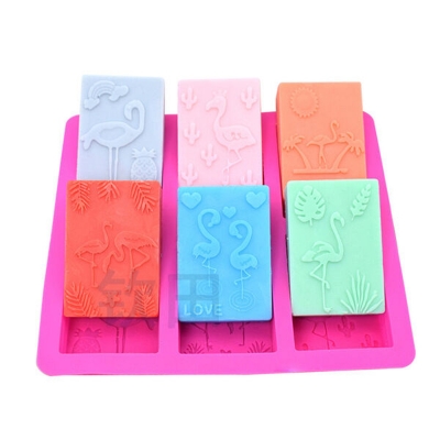 Picture of Qintian Flamingo silicone mold diy handmade soap soft silicone mold baking cake plaster epoxy mold - Multicolor