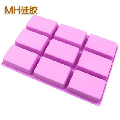 Picture of Minghao DIY Silicone 9-Connected Rectangular Silicone Soap Mold Creative Cold Process Soap Mold Silicone Cake Bread Mold - Multicolor