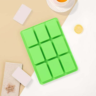 Picture of Minghao DIY Silicone 9-Connected Rectangular Silicone Soap Mold Creative Cold Process Soap Mold Silicone Cake Bread Mold - Multicolor