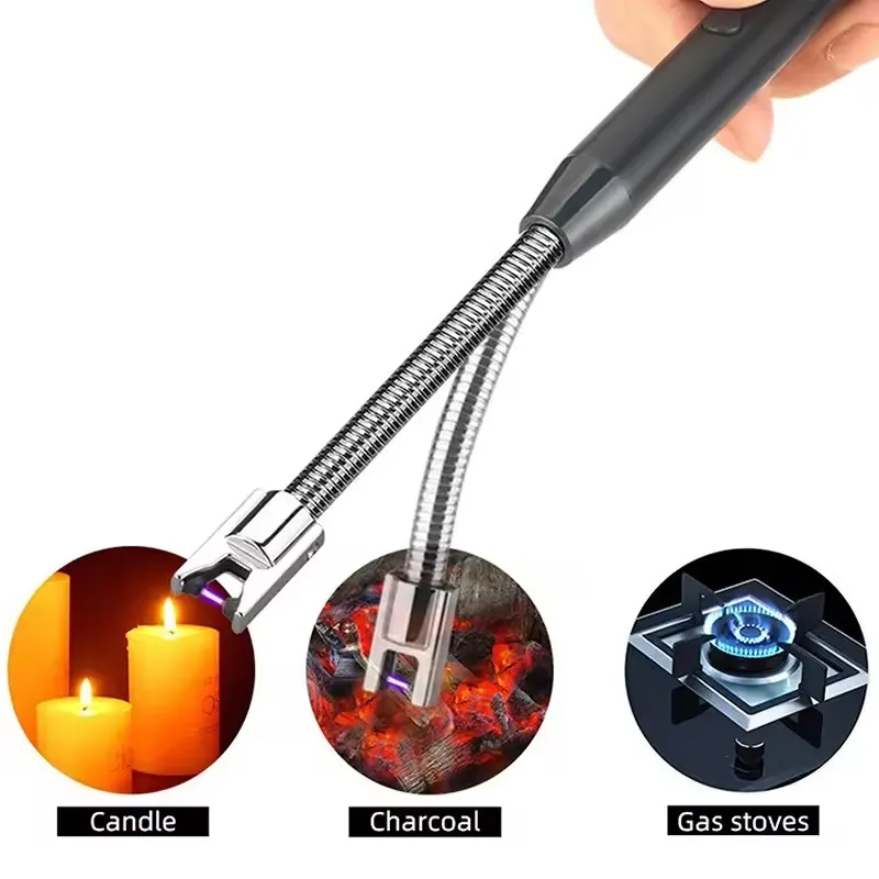 Picture of Modern Outdoor Portable Electric Kitchen Gas Lighter/Arc Lighter USB Rechargeable Long Lighter Windproof Candle Lighter Outdoor Plasma Flexible Neck - Multicolor