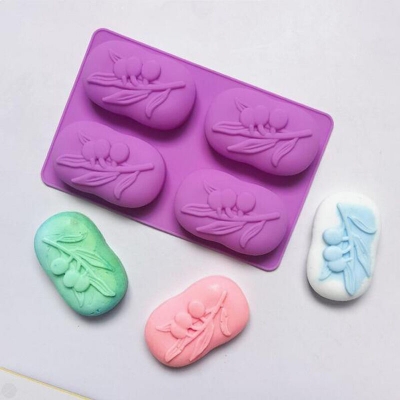 Picture of 4-piece olive tree soap 564 chocolate silicone mold cake pudding dessert mold soap baking utensils - Multicolor