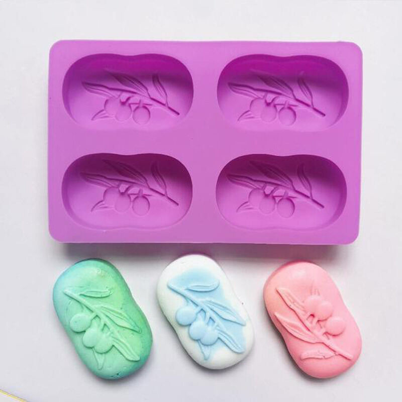 Picture of 4-piece olive tree soap 564 chocolate silicone mold cake pudding dessert mold soap baking utensils - Multicolor