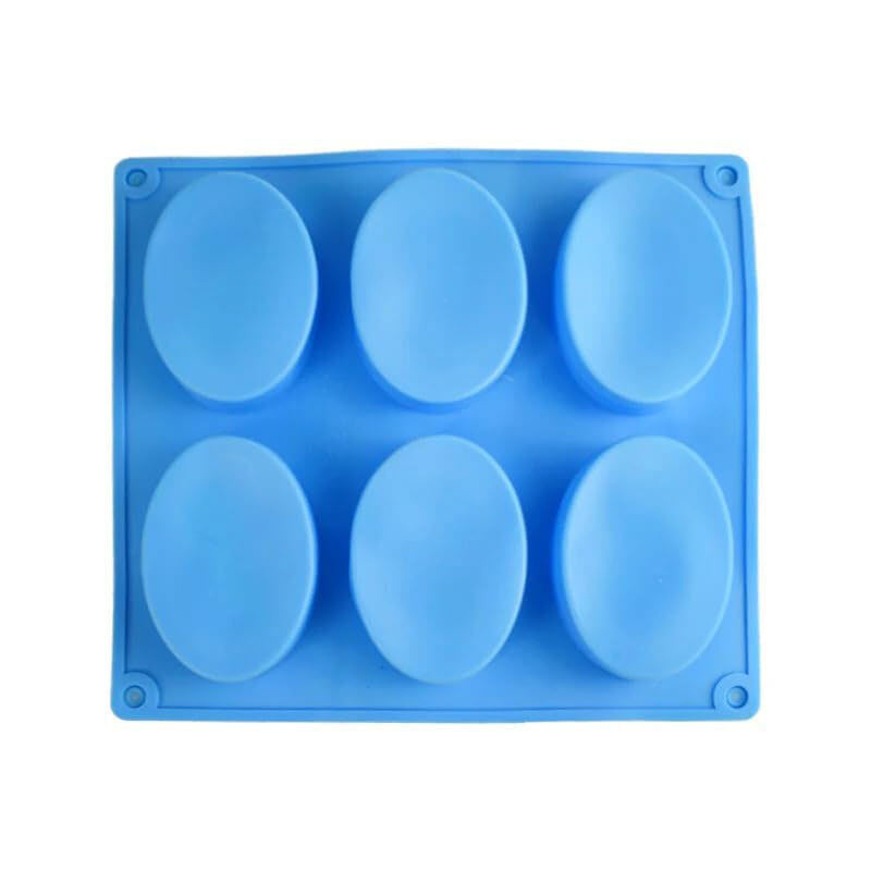 Picture of 6-Cavity Oval Silicone Mold 90gm |  Oval Mold for Making Handmade Soap - Multicolor