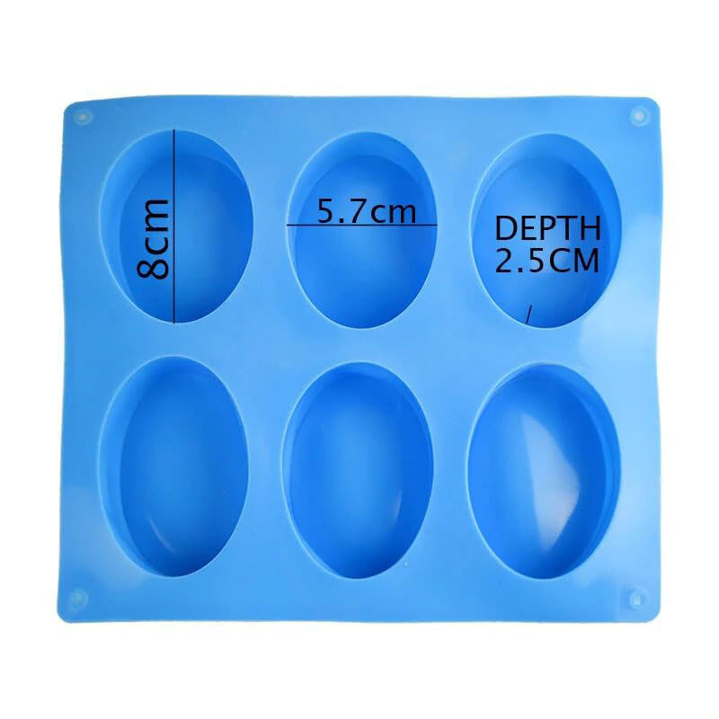 Picture of 6-Cavity Oval Silicone Mold 90gm |  Oval Mold for Making Handmade Soap - Multicolor