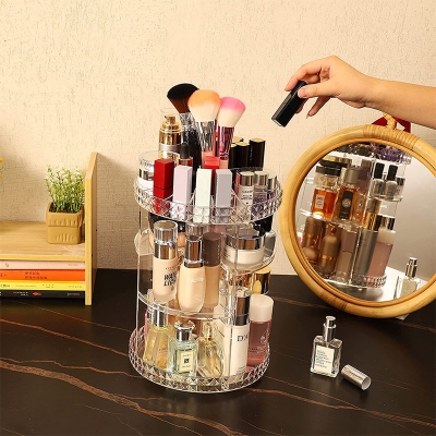 Picture of Cosmetics Organizer 360 Degree Diamond Rotatable Cosmetics Storage Box - Dhaka Shopping Zone - Multicolor