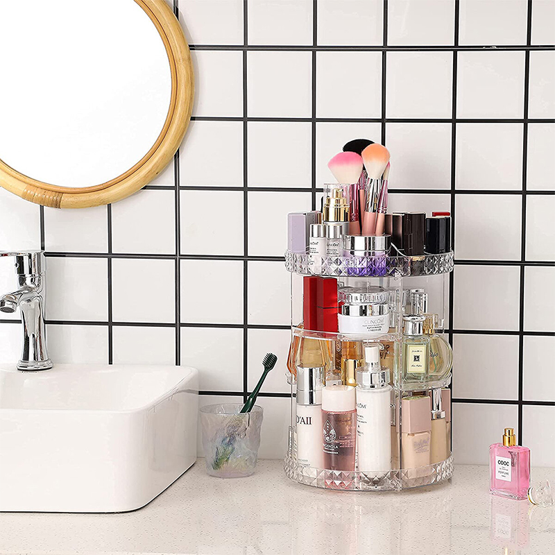 Picture of Cosmetics Organizer 360 Degree Diamond Rotatable Cosmetics Storage Box - Dhaka Shopping Zone - Multicolor