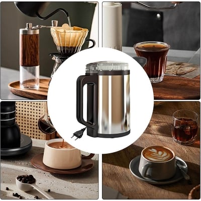 Picture of Silver Crest Stainless Steel Electric Grinder for Spice Coffee Bean Grinding Machine Powerful 1500Watt Motor Portable Mini Mixer Blender for Dry Spices, Nuts, Grains Herbs, Masala Crusher, Juicer, Silver Kitchen Tool Quality Heavy Duty Machine. - Silver