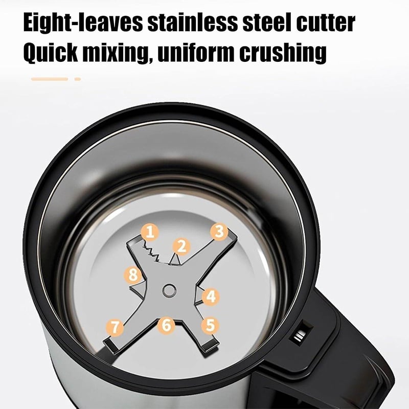 Picture of Silver Crest Stainless Steel Electric Grinder for Spice Coffee Bean Grinding Machine Powerful 1500Watt Motor Portable Mini Mixer Blender for Dry Spices, Nuts, Grains Herbs, Masala Crusher, Juicer, Silver Kitchen Tool Quality Heavy Duty Machine. - Silver