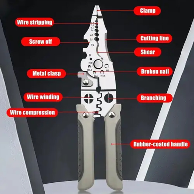 Picture of Crimper Cable Cutter Adjustable Automatic Wire Stripper Multifunctional Stripping Crimping Pliers Terminal Hand Tool - Multicolor