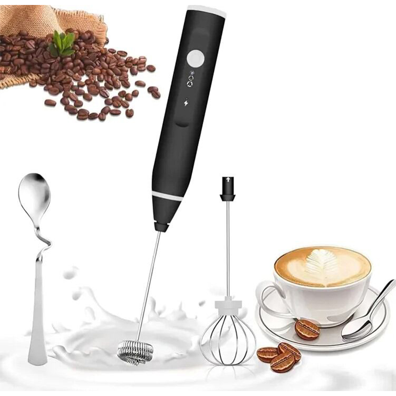 Picture of Portable Electric Egg Beater for Home Baking, Coffee, Cake Mixer, Rechargeable 2-in-1 Multifunctional Mixer - Black