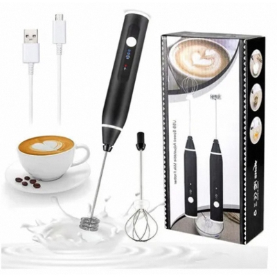 Picture of Rechargeable Portable Electric Egg Beater for Home Baking, Coffee, Cake Mixer, Handheld Cooking Stick, Handheld Type - Black