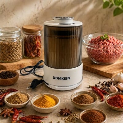 Picture of DOMKEIN Electric Spice Grinder Machine – Multipurpose Wet & Dry Masala Coffee Nut Grinder with Stainless Steel Blade
