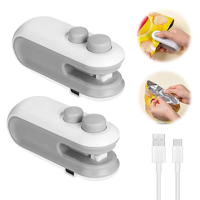 Picture of 2IN1 Mini Sealing Machine USB Rechargable Heat Sealer Storage Bag Plastic Package Food Sealer Clip Bag Handheld Food Heat Sealer
