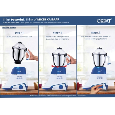 Picture of Orpat Kitchen Platinum Mixer Grinder – 1200 W – Blue