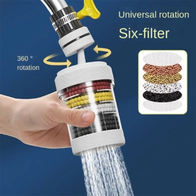 Picture of Universal Shower Faucet 6 Layers Faucet Water Filter Tap Purifier Splash-proof Water Saving Bubbler for Bathroom Home Kitchen - Multicolor