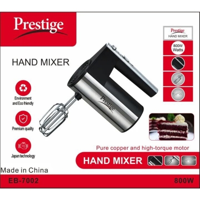 Picture of Prestige 800W Premium Electric Hand Mixer with Stainless Steel Beaters & Dough Hooks – Multi-Speed Kitchen Baking Mixer