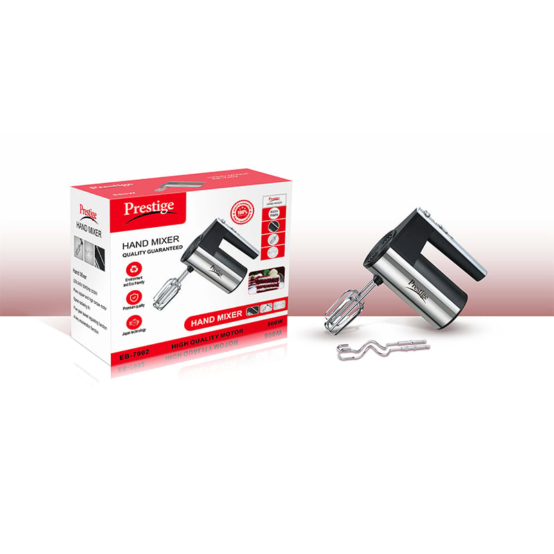 Picture of Prestige Stainless Steel Body 800 watts Household Electric Egg Beater, Baking Tools - Silver