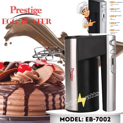 Picture of Prestige Stainless Steel Body 800 watts Household Electric Egg Beater, Baking Tools - Silver