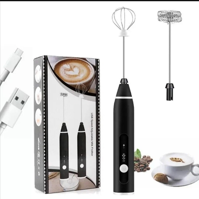 Picture of Handheld Coffee Mixer Frother Automatic Milk Beverage Foamer Cream Whisk Cooking Stirrer Egg Beater - Black