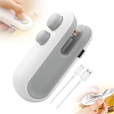 Picture of 2IN1 Mini Sealing Machine USB Rechargable Heat Sealer Storage Bag Plastic Package Food Sealer Clip Bag Handheld Food Heat Sealer