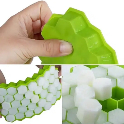 Picture of 37-Grid Honeycomb Silicone Ice Cube Tray – Flexible Non-Stick Ice Maker Mold, Reusable Freezer Tray for Ice, Chocolate & DIY Treats