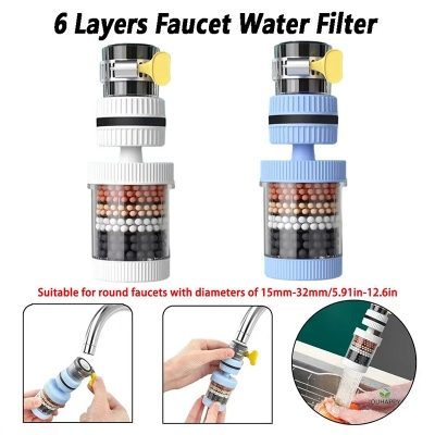 Picture of Universal Shower Faucet 6 Layers Faucet Water Filter Tap Purifier Splash-proof Water Saving Bubbler for Bathroom Home Kitchen