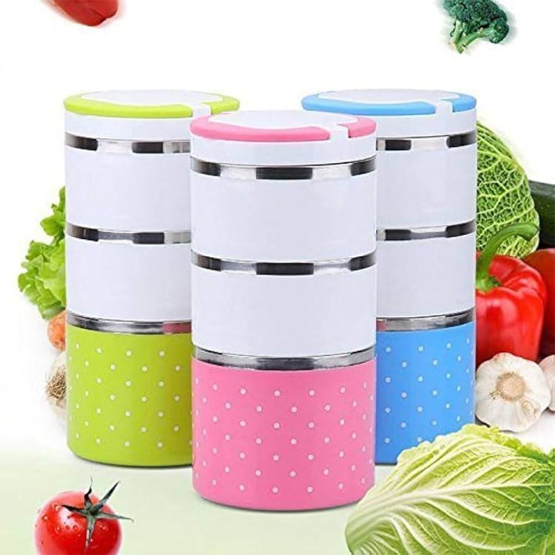 Picture of 3 LAYER STAINLESS STEEL LUNCH BOX 1230 ML. - Multicolor