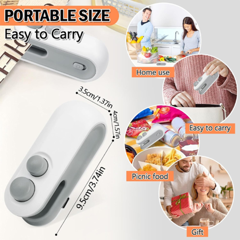 Picture of Rechargeable Mini Bag Sealer, 2-In-1 Heat Sealer with Cutter for Chip Bags, Portable Resealer Machine for Plastic Bags Replacement Spare Parts - Multicolor