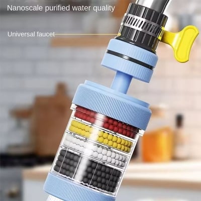 Picture of 6-Layer Kitchen Faucet Water Filter | Tap Water Purifier with Activated Carbon | Splash-Proof Nozzle for Clean Washing Water