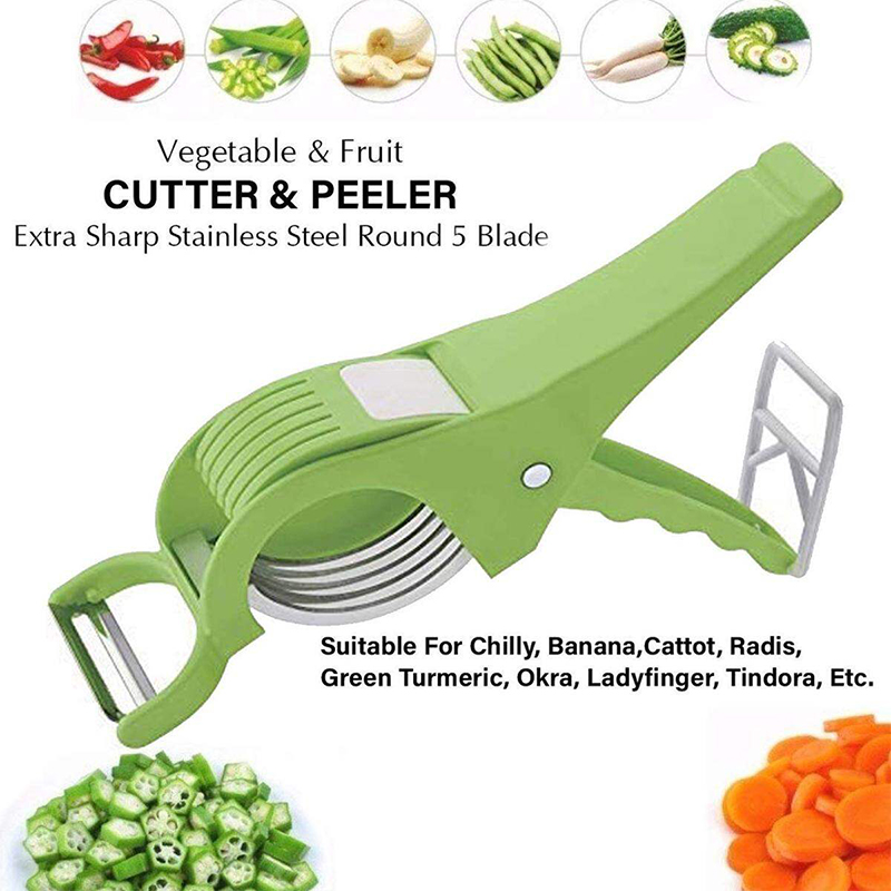 Picture of 2-in-1 Multi Cutter & Peeler with Safety Lock – Heavy-Duty Vegetable & Fruit Slicer (ABS Body, Stainless Steel Blade)