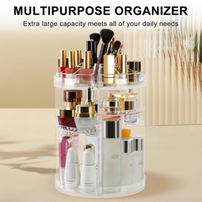 Picture of Life style mall 360 Degree Rotation Transparent Acrylic Cosmetics Storage Box Fashion Spin Multi-function Detachable Makeup Beauty Organizer-Makeup Bags & Organizers - Multicolor