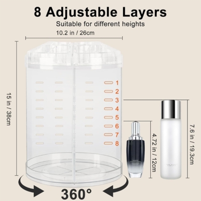 Picture of Life style mall 360 Degree Rotation Transparent Acrylic Cosmetics Storage Box Fashion Spin Multi-function Detachable Makeup Beauty Organizer-Makeup Bags & Organizers - Multicolor