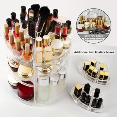 Picture of Life style mall 360 Degree Rotation Transparent Acrylic Cosmetics Storage Box Fashion Spin Multi-function Detachable Makeup Beauty Organizer-Makeup Bags & Organizers - Multicolor