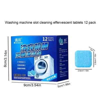 Picture of 12-Pack Washing Machine Cleaner Tablets – Deep Clean Effervescent Drum & Slot Descaler for Front Load & Top Load Washers
