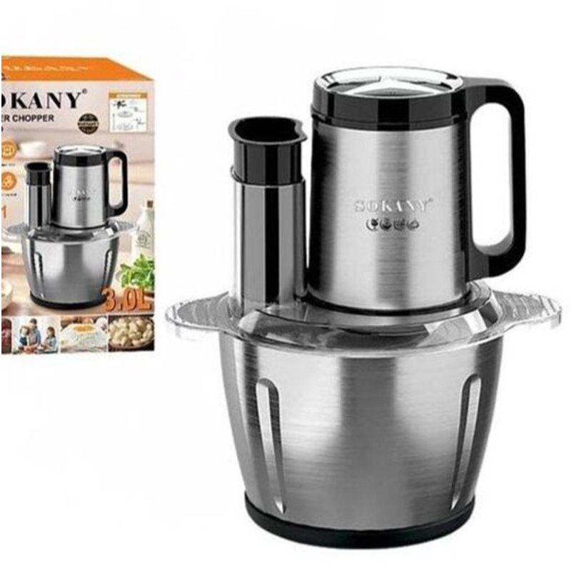 Picture of SOKANY 6 IN 1 ELECTRIC STAINLESS STEEL CHOPPER AND BLENDER. - Silver