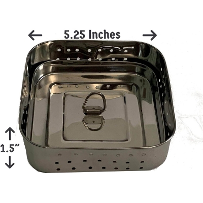 Picture of Square Paneer Maker, Stainless Steel Indian Paneer PressTofu PressPaneer Mould - Size 5.25W x 5.25L x 1.5H inches