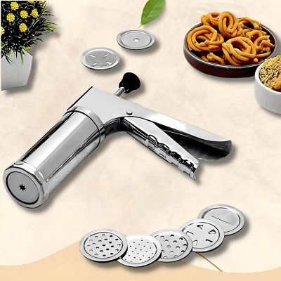 Picture of 15 Jali in 1 Stainless Steel Kitchen Press Snacks Maker - Silver