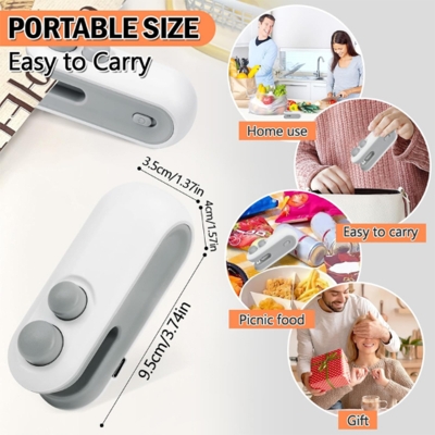 Picture of Rechargeable Mini Bag Sealer, 2-In-1 Heat Sealer with Cutter for Chip Bags, Portable Resealer Machine for Plastic Bags Replacement Spare Parts - New Canvas - Multicolor