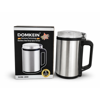 Picture of DOMKEIN DOM-1800 Stainless Steel Electric Spice Grinder – Premium Multi-Purpose Dry Grinding Machine with Transparent Lid & Ergonomic Handle - Silver