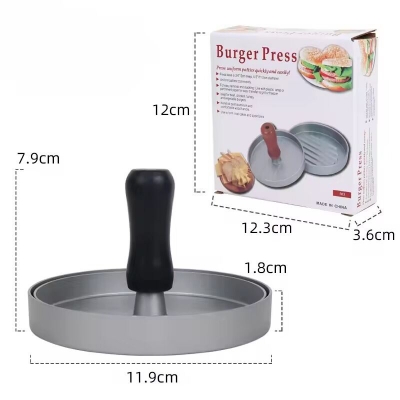 Picture of Premium Aluminum Burger Patty Press Mold with Non-Slip Handle | Non-Stick Hamburger Maker for BBQ Kitchen Cooking - Silver