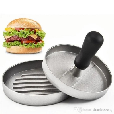 Picture of Premium Aluminum Burger Patty Press Mold with Non-Slip Handle | Non-Stick Hamburger Maker for BBQ Kitchen Cooking - Silver