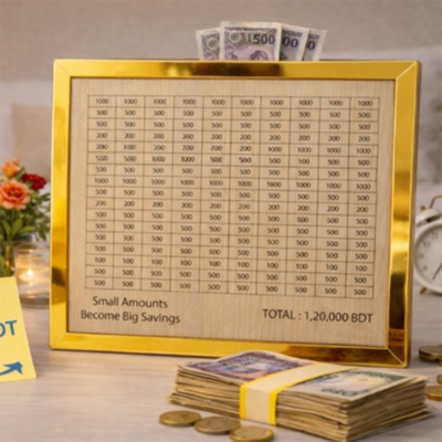 Picture of 120,000 BDT Money Saving Challenge Board – Decorative Savings Tracker Frame for Home - Gold