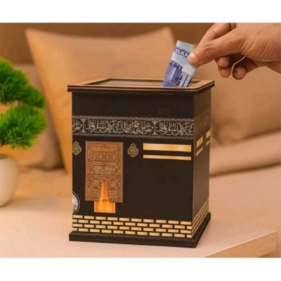 Picture of Umrah Kaaba Savings Bank - Wooden Islamic Money Saving Box - Black